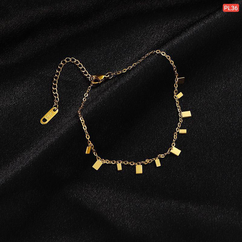 Hanging Small Biscuit 18K Gold Plated Anklet Payel