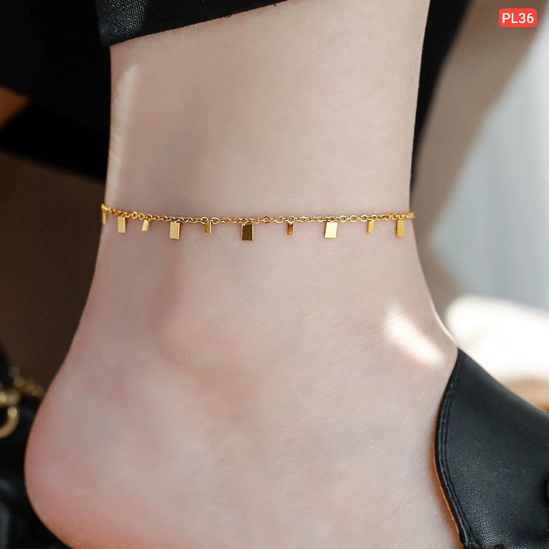Hanging Small Biscuit 18K Gold Plated Anklet Payel
