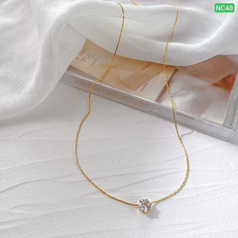 One Diamond Stainless steel necklace 18k Gold Plated