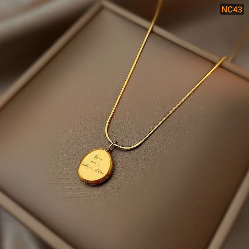 Titanium steel letter gold bean necklace 18k Gold Plated