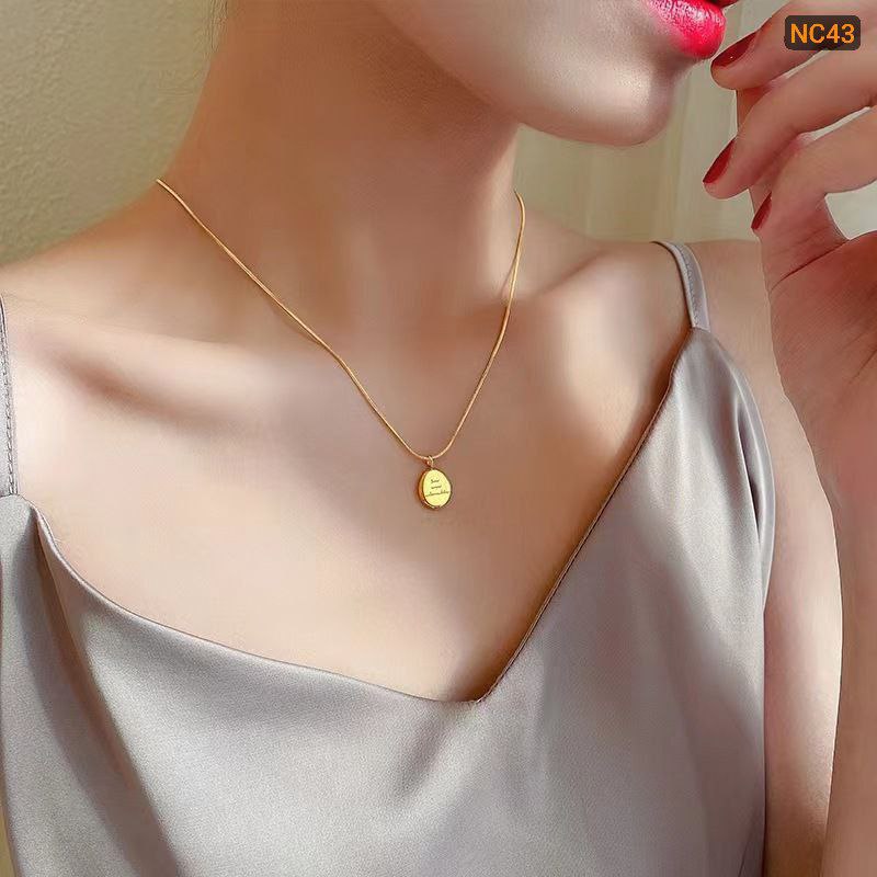 Titanium steel letter gold bean necklace 18k Gold Plated