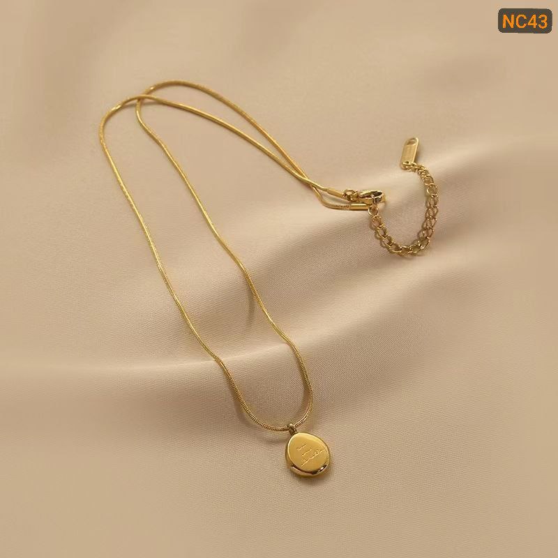 Titanium steel letter gold bean necklace 18k Gold Plated