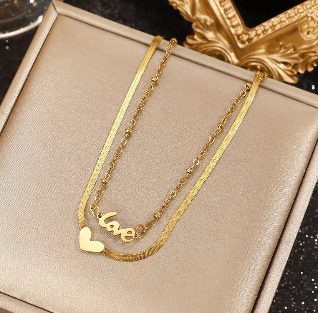Double-layer love heart 18K gold plated anklet Payel
