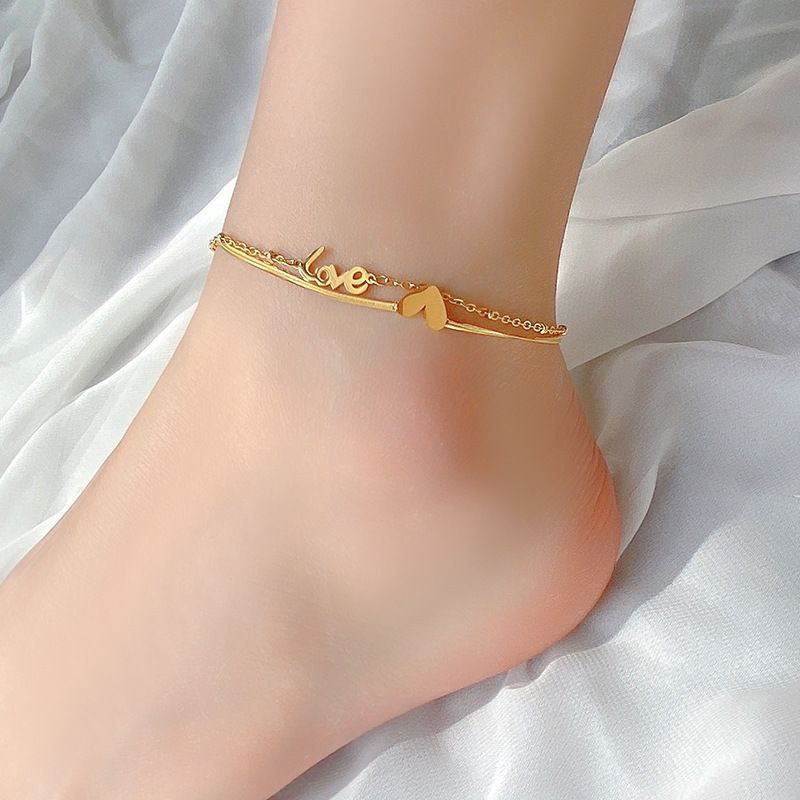Double-layer love heart 18K gold plated anklet Payel