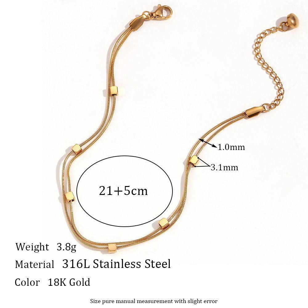 Double Chain Square Ball Anklet Payel 18k Gold Plated