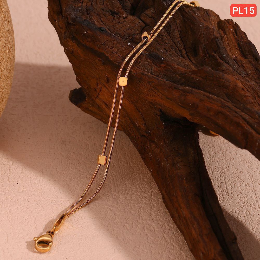 Double Chain Square Ball Anklet Payel 18k Gold Plated