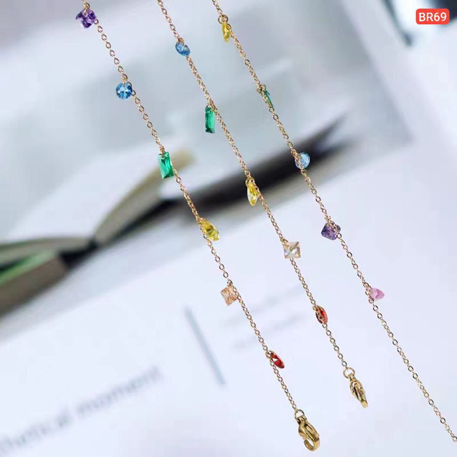 Multi Color Hanging Stone Bracelet (18k Gold Plated)
