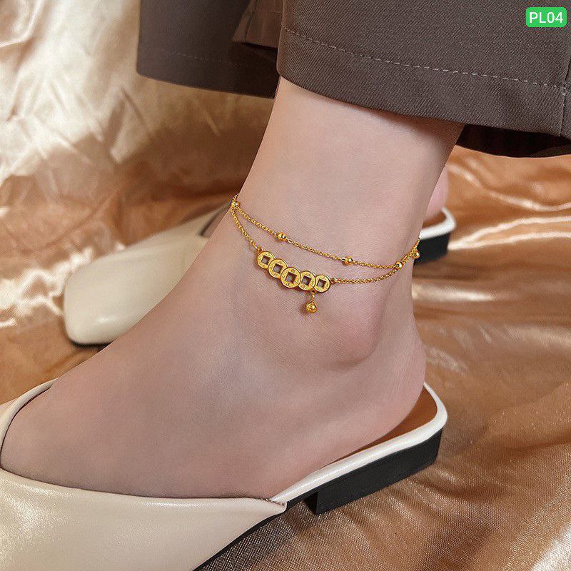 Double Chain Copper Coin Anklet Payel (18k Gold Plated)