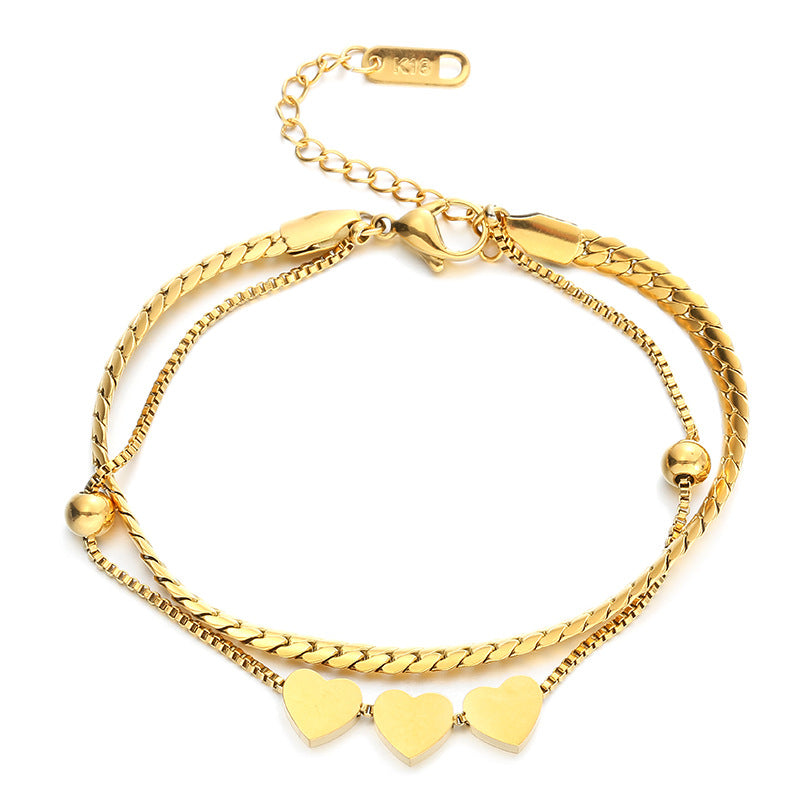 All body titanium steel bracelet for women 18k Gold Plated