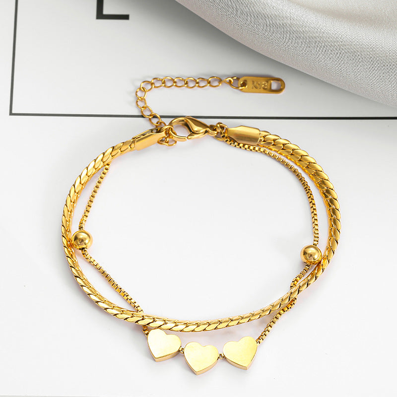 All body titanium steel bracelet for women 18k Gold Plated