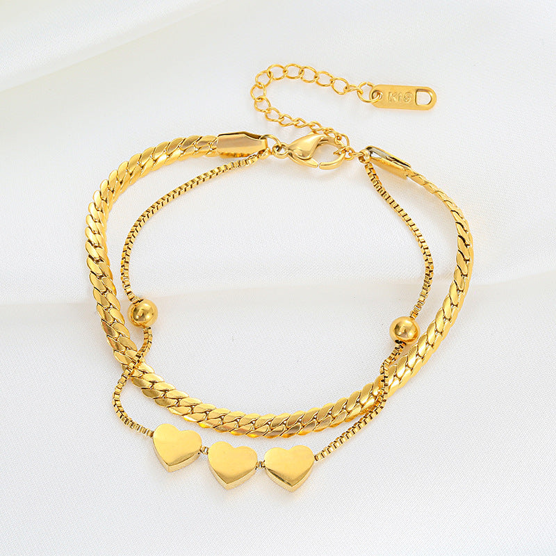 All body titanium steel bracelet for women 18k Gold Plated