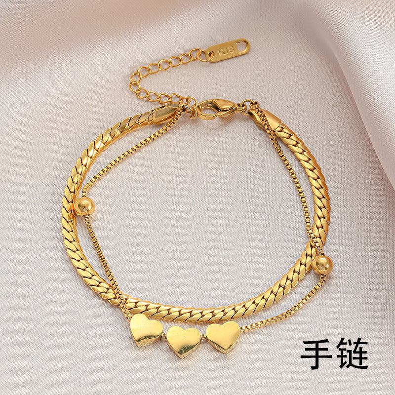 All body titanium steel bracelet for women 18k Gold Plated