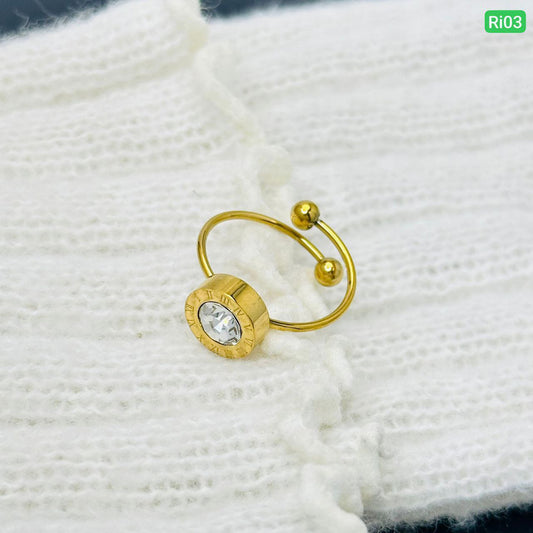18K Gold Plated Titanium Steel Ring  Free Size