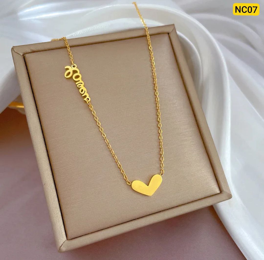 Minimalist Style Latter Love Heart Necklace (18k Gold Plated)
