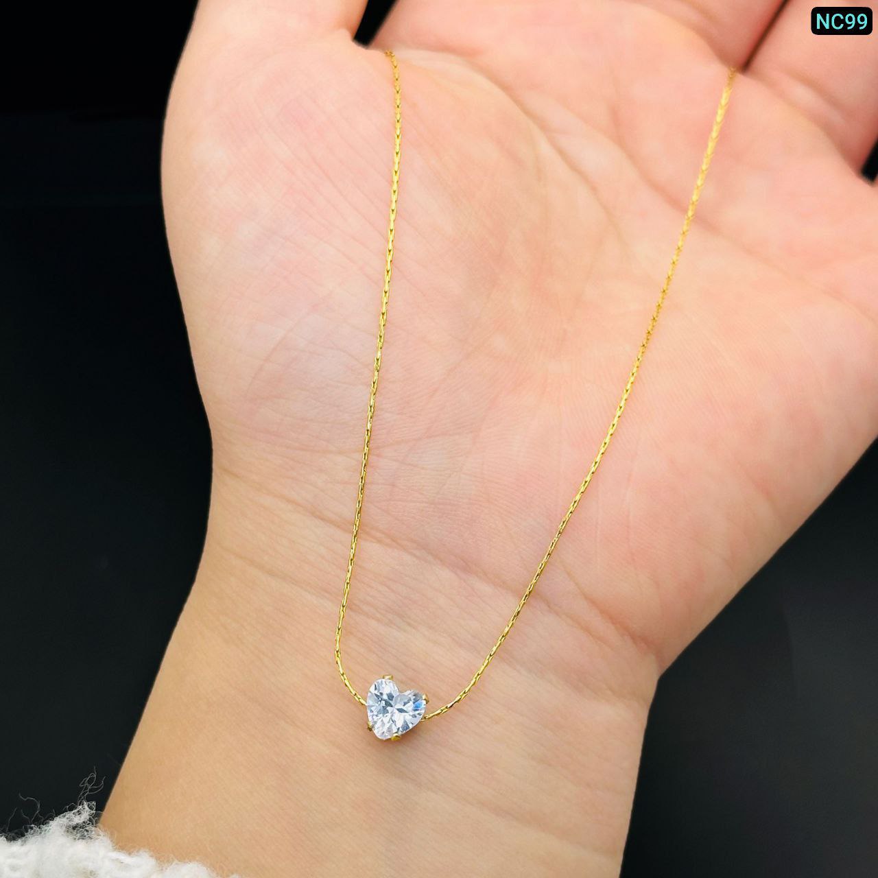 1 Love Stone Stainless Steel Necklace (18k Gold Plated)