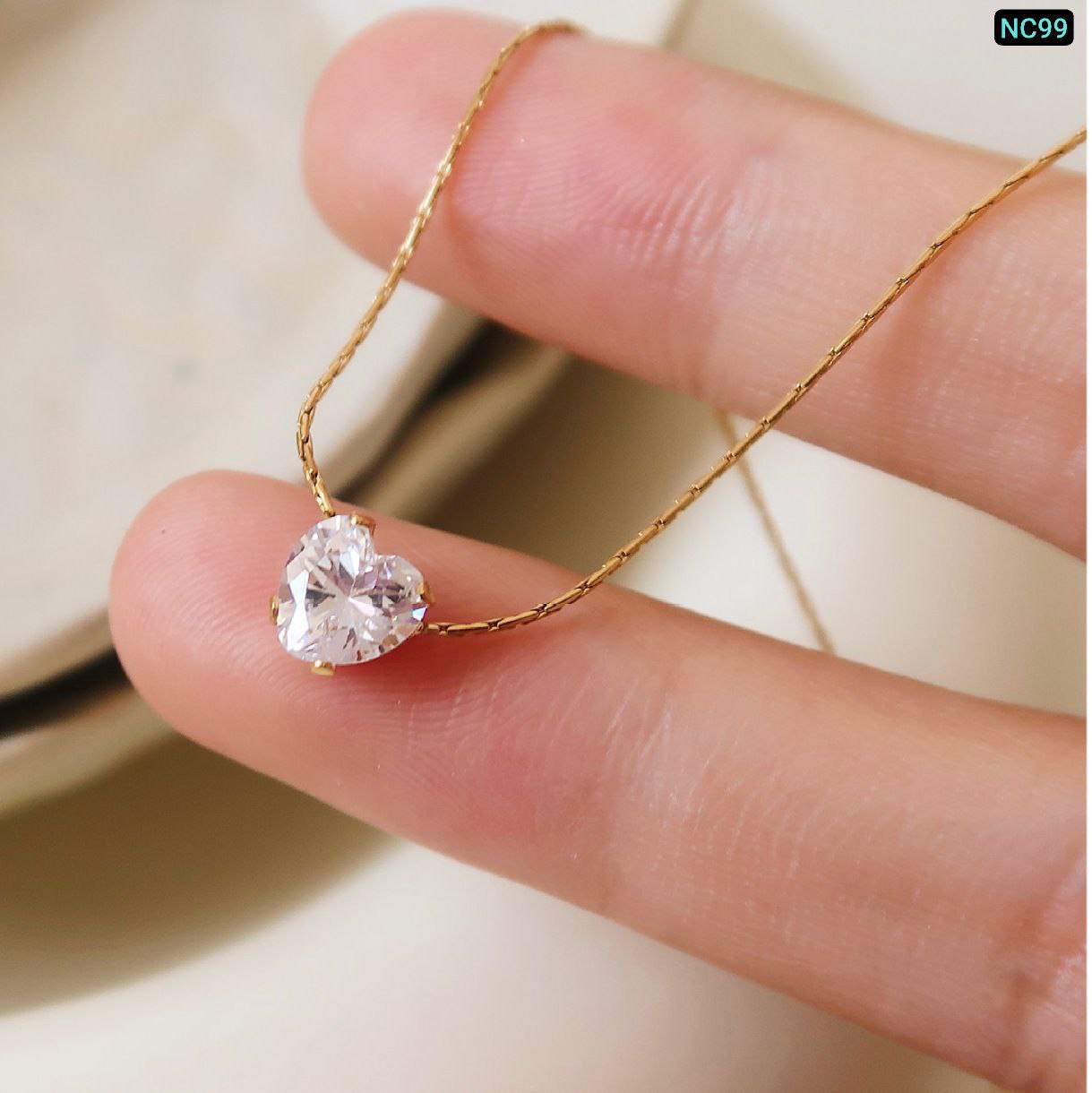 1 Love Stone Stainless Steel Necklace (18k Gold Plated)