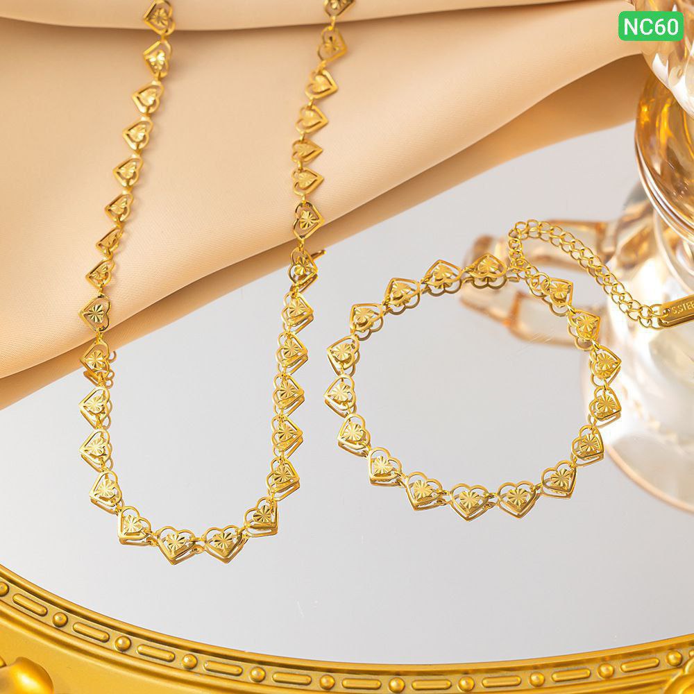 Multi Love Real Gold Style Necklace & Bracelet Set