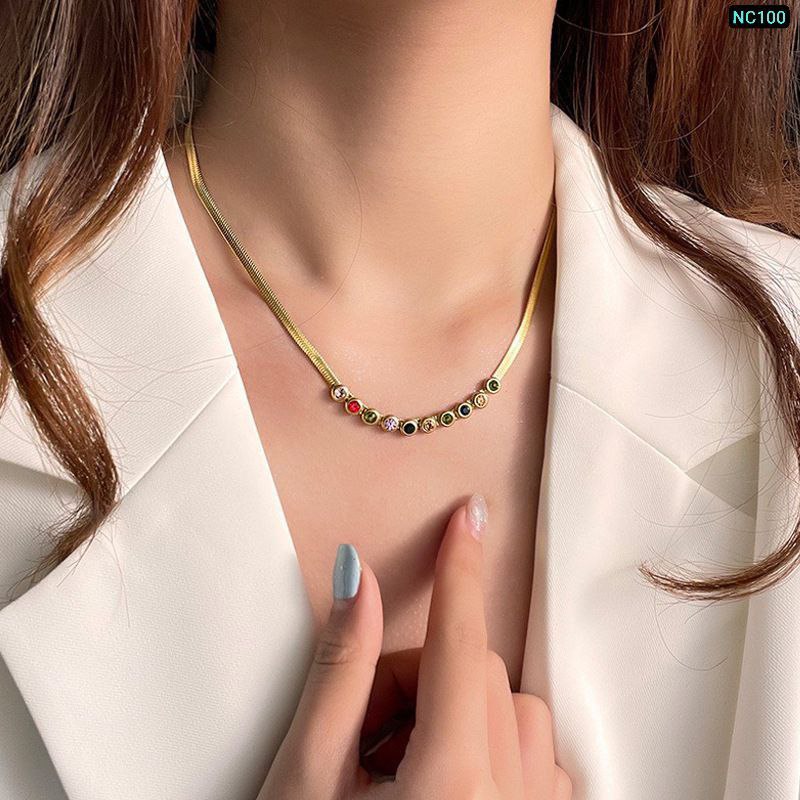 Multi Color Stone Necklace (18k Gold Plated)