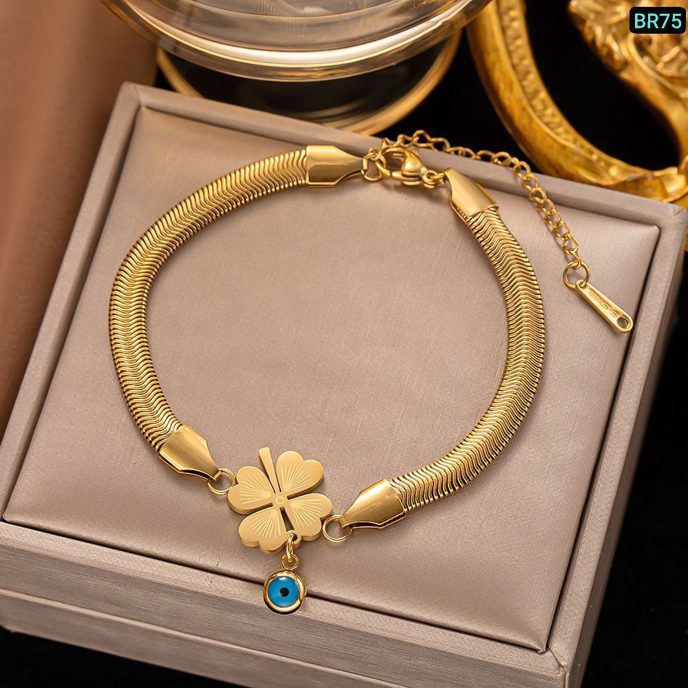 6mm Thick 4 Love Bracelet 18k Gold Plated