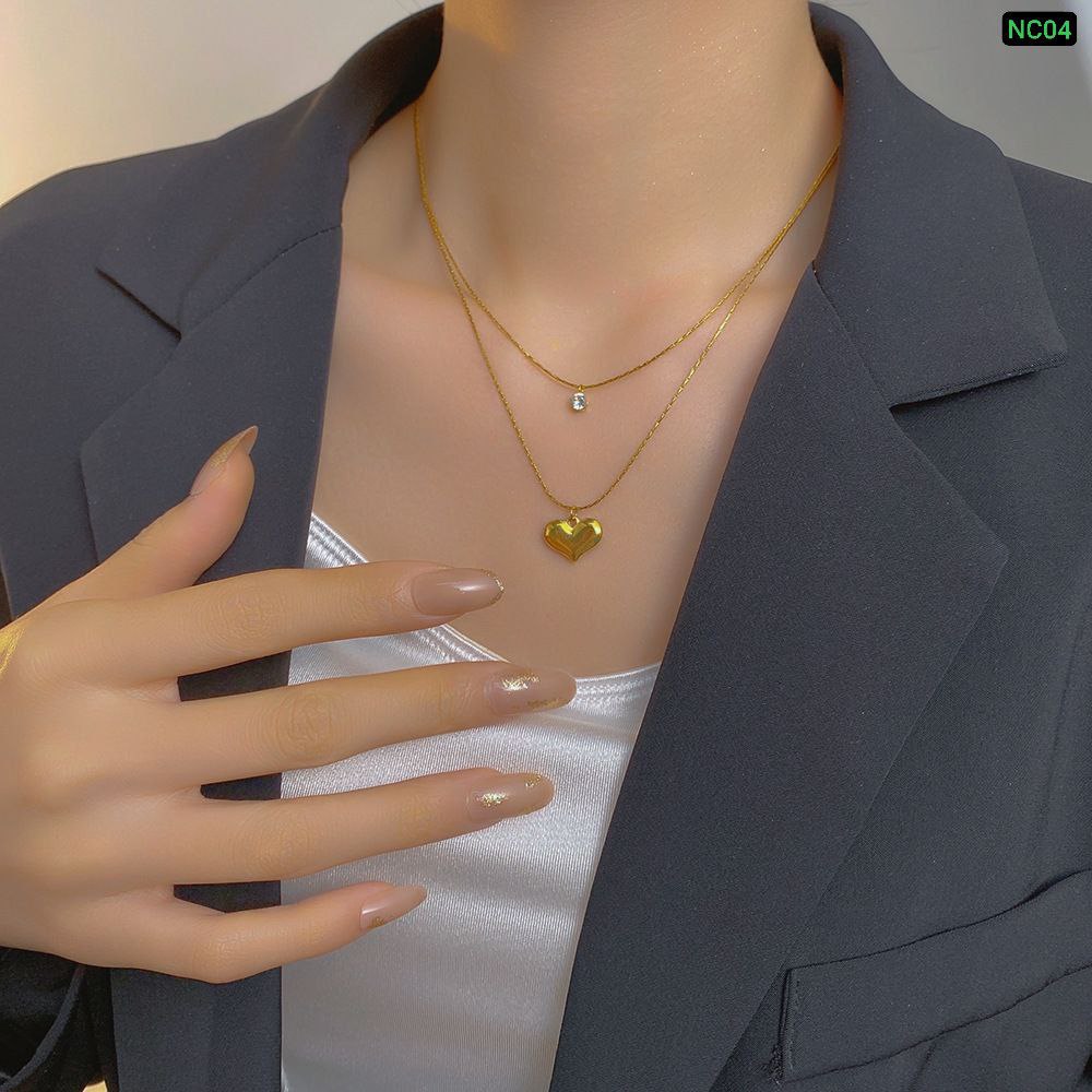 One Love one Stone two Layer Chain (18k Gold Plated)