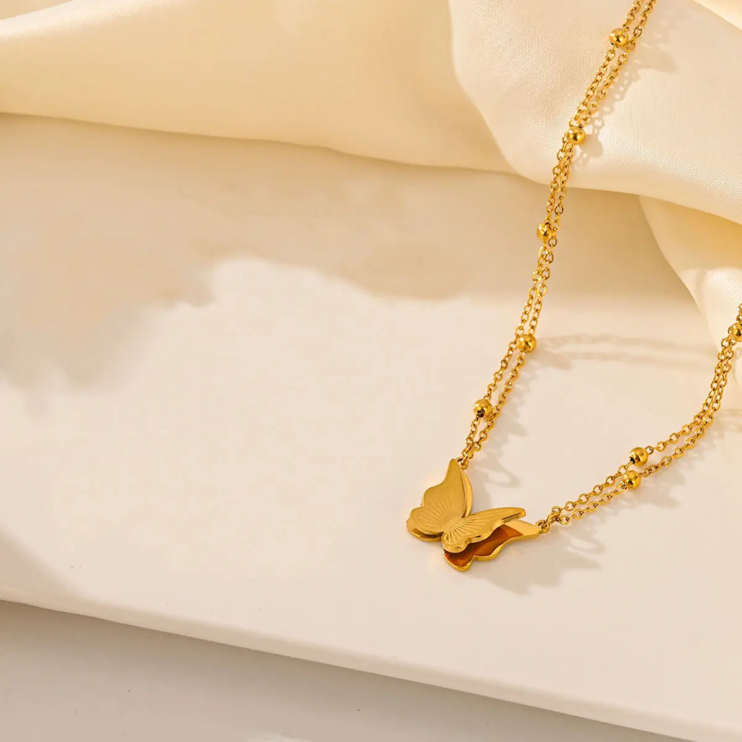 Luxury Butterfly 2 Layer Necklace (18k Gold Plated)