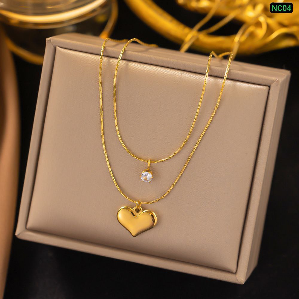 One Love one Stone two Layer Chain (18k Gold Plated)