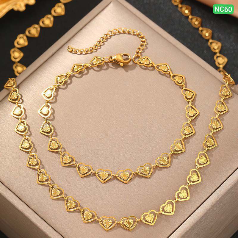 Multi Love Real Gold Style Necklace & Bracelet Set