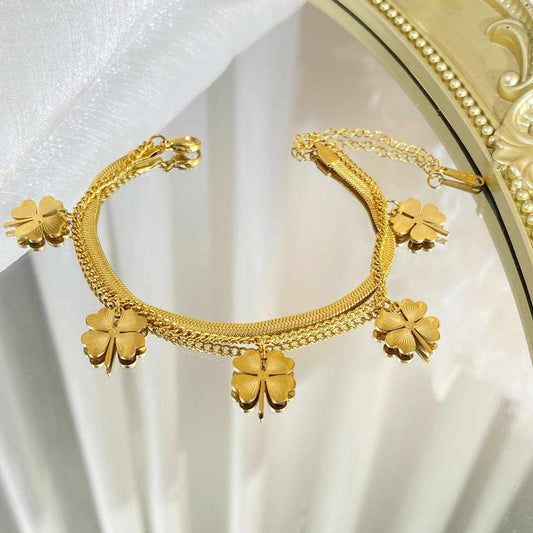 Luxury Design All Over Titanium Steel 18K Gold Plated Bracelet