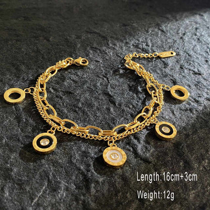 Luxury Design All Over Titanium Steel 18K Gold Plated Bracelet