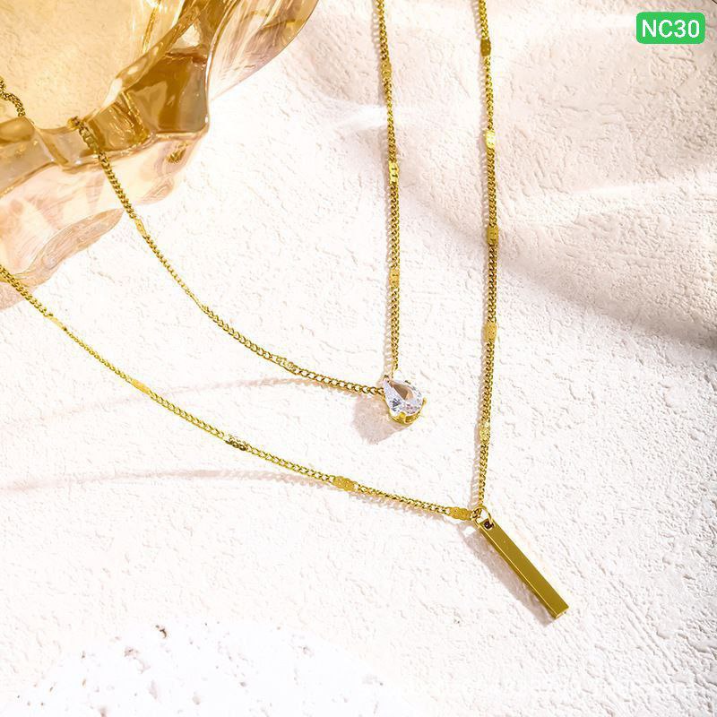 1 Stick 1 stone 2 layer chain (18k Gold Plated)