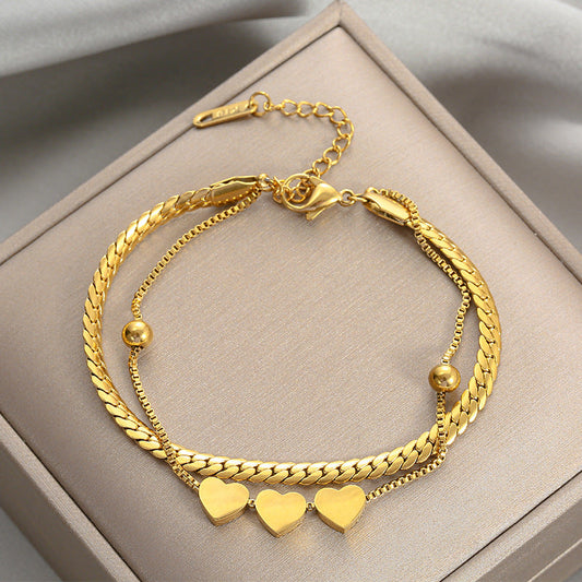 All body titanium steel bracelet for women 18k Gold Plated
