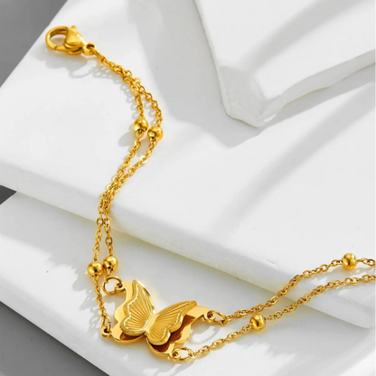 Luxury Butterfly 2 Layer Bracelet (18k Gold Plated)