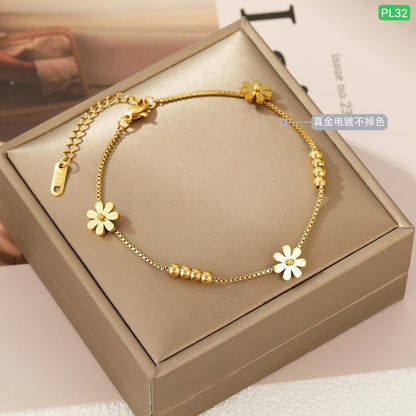 3 Flower 8 Ball Anklet Payel (18k Gold Plated)