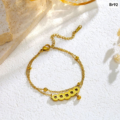 Double Chain Copper Coin Bracelet (18k Gold Plated)