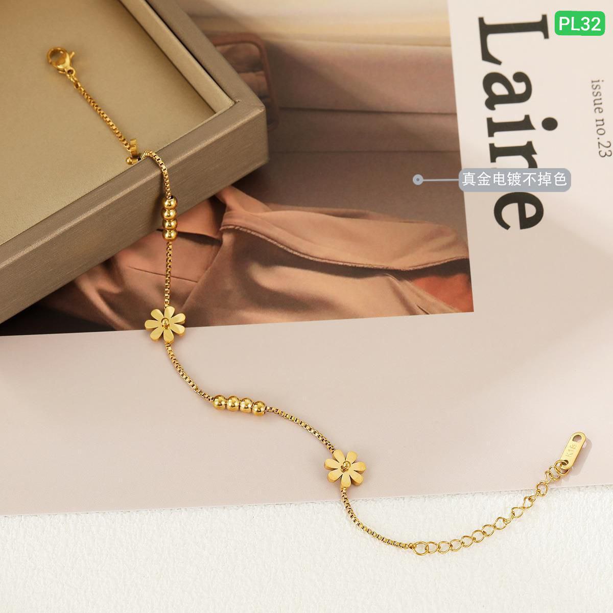 3 Flower 8 Ball Anklet Payel (18k Gold Plated)