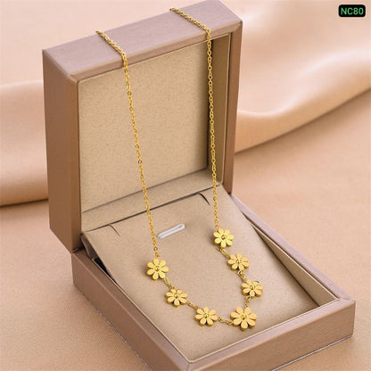 7 Flower Stainless steel Necklace (18K Gold Plated)