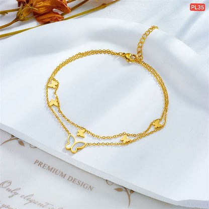 1 white & multi butterfly Anklet Payel (18k Gold Plated)