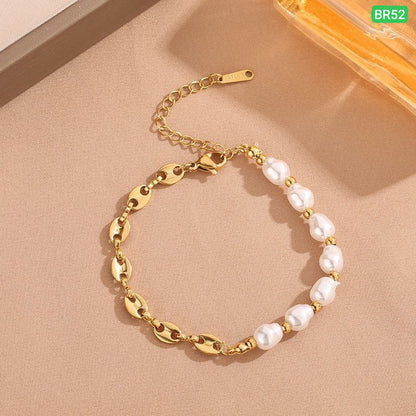 7 Pearl Stainless Steel Bracelet (18k Gold Plated)