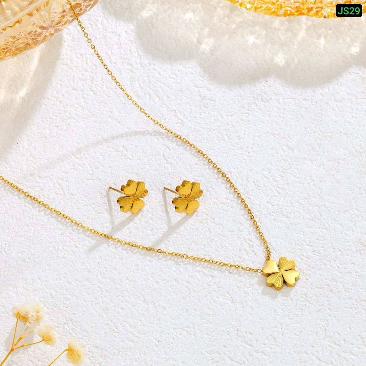 2 web Love 2 plane love jewellery Sets (Necklace & Earrings) (18k Gold Plated)