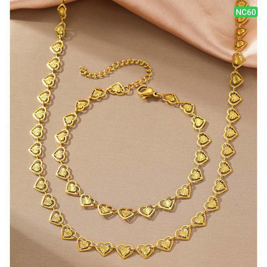 Multi Love Real Gold Style Necklace & Bracelet Set