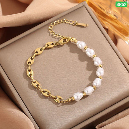 7 Pearl Stainless Steel Bracelet (18k Gold Plated)