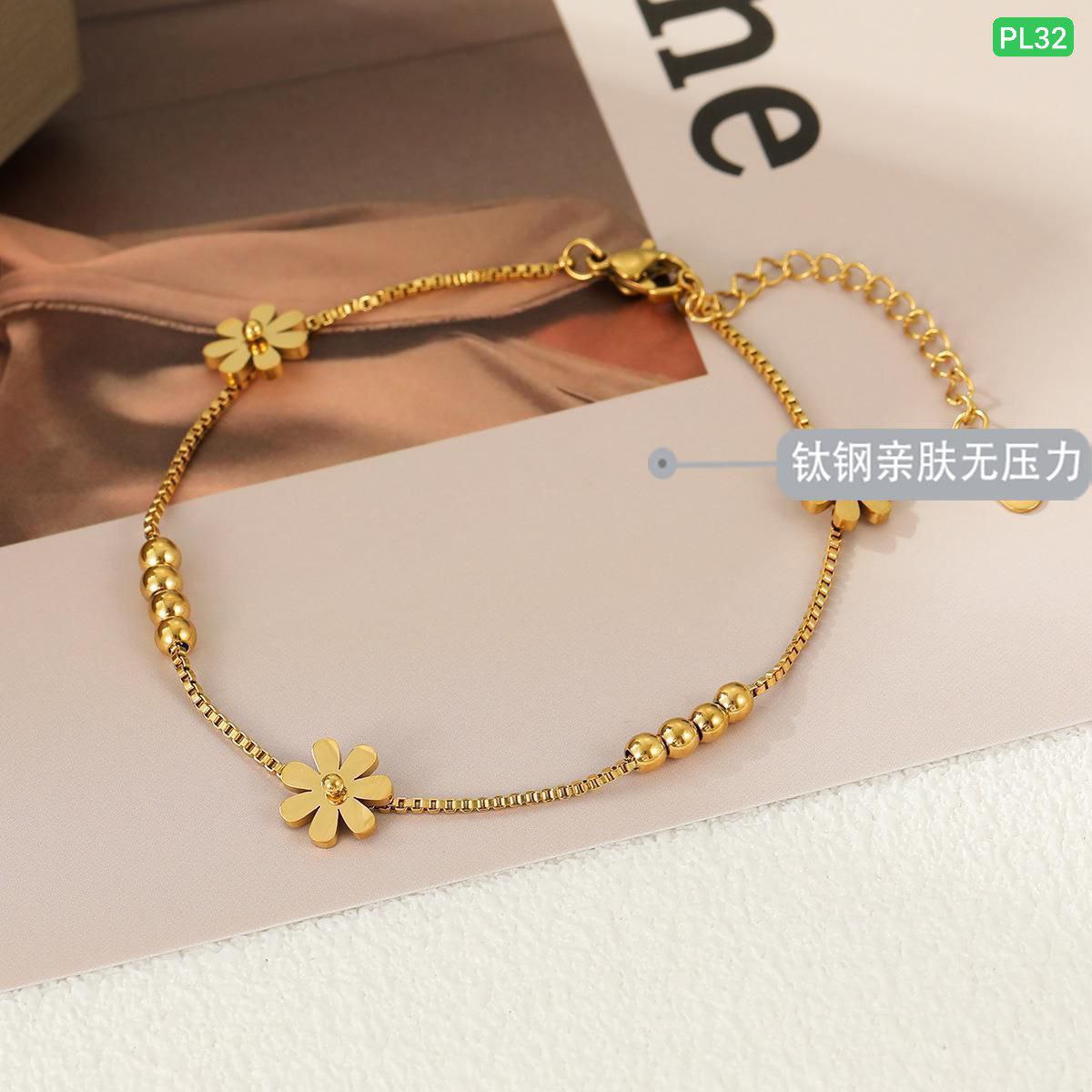 3 Flower 8 Ball Anklet Payel (18k Gold Plated)