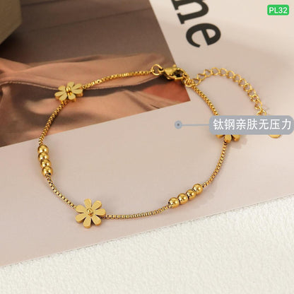 3 Flower 8 Ball Anklet Payel (18k Gold Plated)