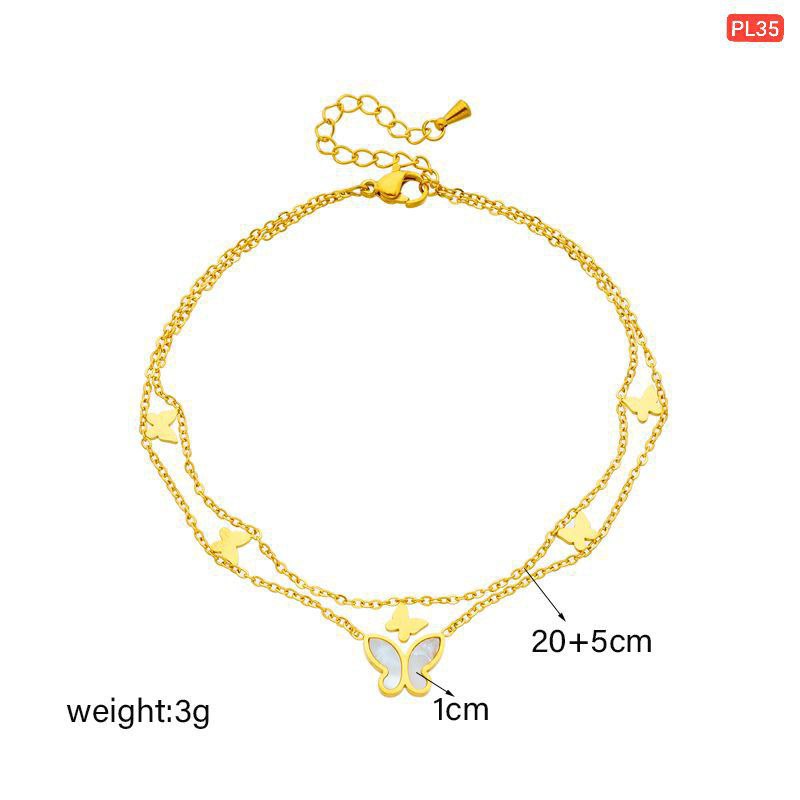 1 white & multi butterfly Anklet Payel (18k Gold Plated)
