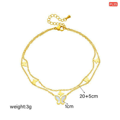 1 white & multi butterfly Anklet Payel (18k Gold Plated)