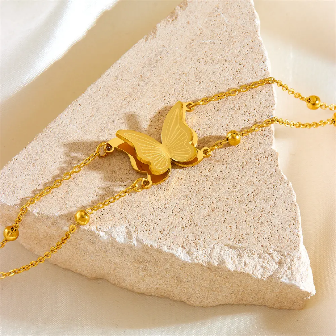 Luxury Butterfly 2 Layer Bracelet (18k Gold Plated)