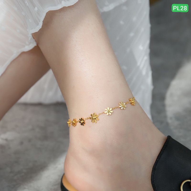 7 Flower Stainless steel Anklet Payel (18k Gold Plated)