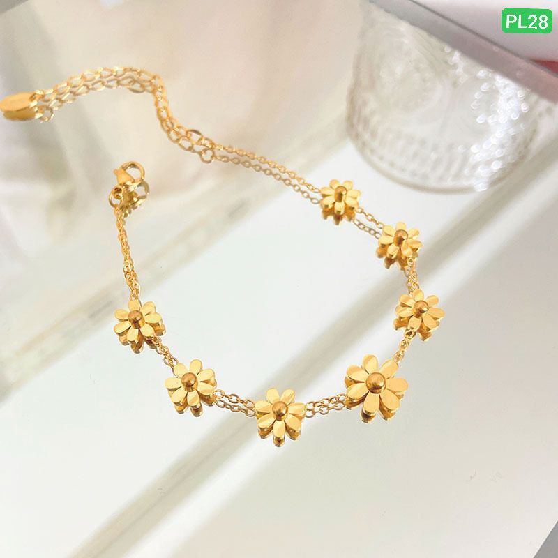 7 Flower Stainless steel Anklet Payel (18k Gold Plated)