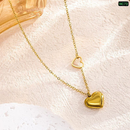 1 Hollow Love 1 Solid Love Neckpiece (	18k Gold Plated)