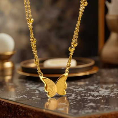 Luxury Butterfly 2 Layer Necklace (18k Gold Plated)